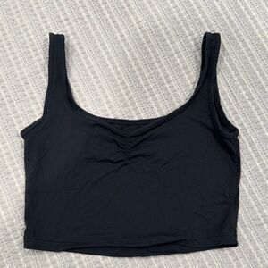 Alphalete Black Fitted Ruched Cropped Tank Top
